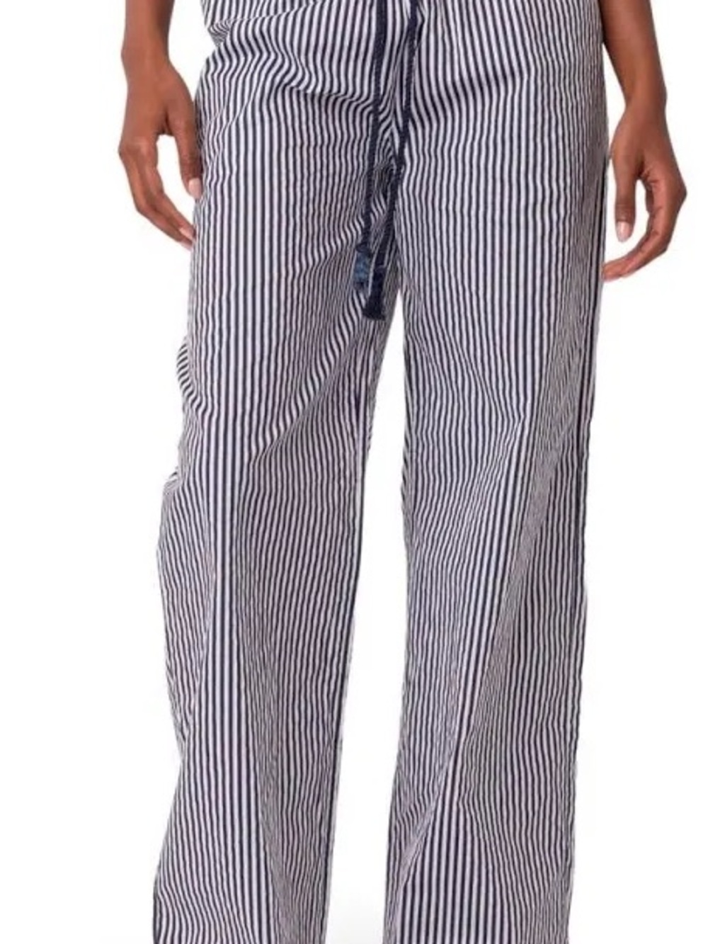 Edikted Navy Stripe Drawstring Wide Leg Pants